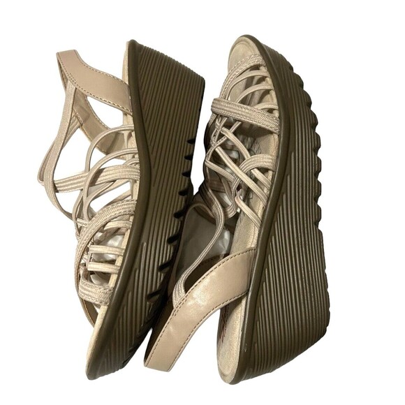 Skechers Memory Foam Multi Gore Sling Back Wedge Strappy Beige Sandals Sz 7.5? - Picture 7 of 16